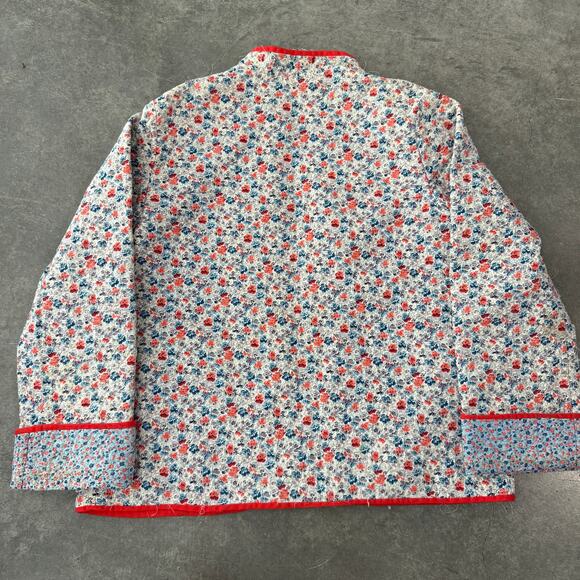 Vintage Y2K 90's Red Mini Floral Print Quilted Jacket Reversible Medium - Picture 2 of 8